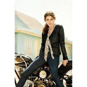 $200 J BRAND JEANS Stinson Motorcyle DENIM #91288 Side-Knee PATCH Low Rise